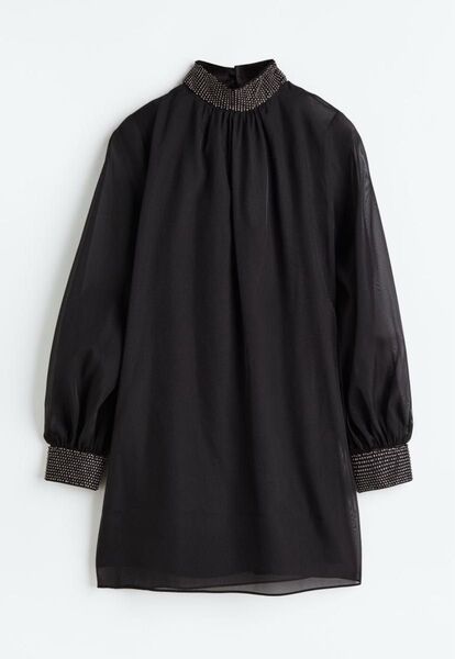 【美品】H&M ラインストーンディテールワンピース サイズ36