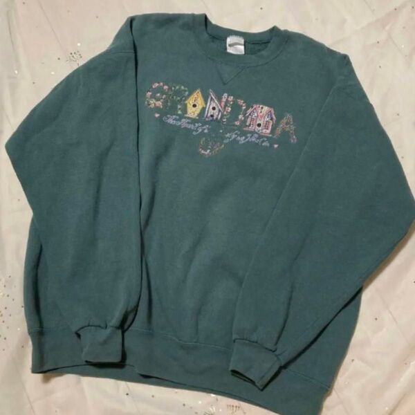 【エムジェイソフィ】90s USA古着 ヴィンテージスウェット グリーン カントリー