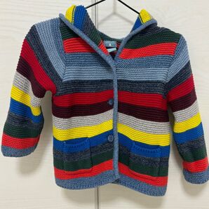 70 くまさん フードつき ニットカーディガン ベビー babygap