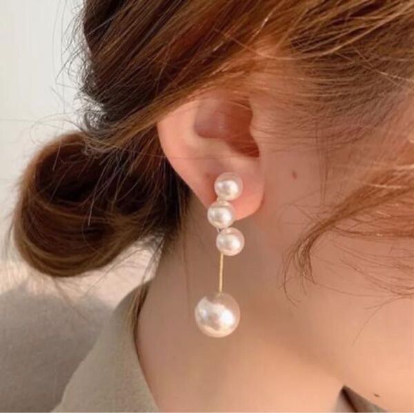 3連 2way パール ピアス 揺れる かわいい お洒落 韓国 人気