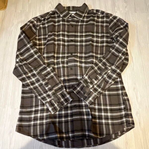 フランネルシャツ 長袖 メンズ グレー チェック M 長袖シャツ チェックシャツ シャツ ネルシャツ