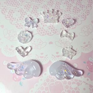 ハンドメイド作品 レジン デコパーツ 天使のはねセット*。