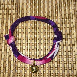 和風 猫の首輪 ちりめん細紐(子猫〜小柄な成猫用)椿心紫