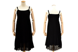 O-209* бесплатная доставка * очень красивый товар *Peyton place DRESS Payton Place платье * сделано в Японии черный подкладка комплект формальный плиссировать One-piece M