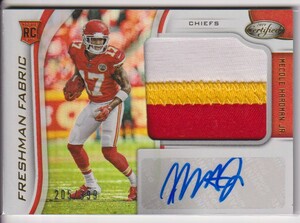 NFL MECOLE HARDMAN JR. AUTO 2019 PANINI CERTIFIED PATCH AUTOGRAPH メコール・ハードマン 直筆 サイン ジャージ (パッチ) オ－ト 3色