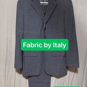 未使用 Fabric by Italy スーツ ビジネス セットアップ グレー シングルスーツ ツーピース ウール60%含む