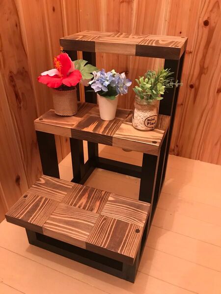 ハンドメイド 観葉植物棚 ペットステップ