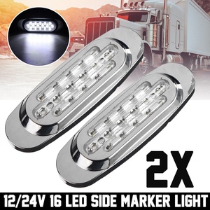 2個セット 車 サイドマーカー ホワイト 白 16LED 防水 13cm デコトラ 12-24V バイク サイドライト 明るい ライト t1054