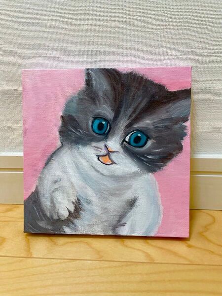 油絵 仔猫 絵画 ネコ 猫 原画 アート インテリア にゃんこ ねこ キャンバス
