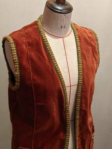  France Vintage 70's Mai pcs costume velour the best / bell bed gilet 50's60'shipi- race ethnic 18 century antique manner ΓMT