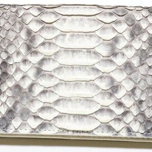 Y18 ダイヤモンドパイソン かぶせ 二つ折り長財布 2つ折り長財布 新品未使用 メンズ レディース ホワイト グレー プレゼント