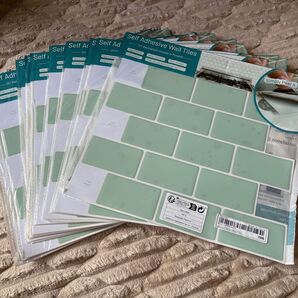 Self Adhesive Wall Tiles 壁タイルシール グリーン系 16枚セット