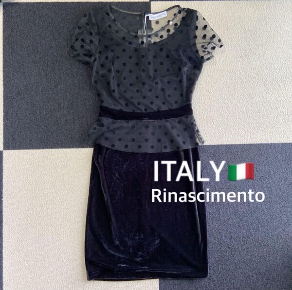 新品お値下げ タグ付き イタリア製 リナシメント タイトワンピース タイトドレス ベロア