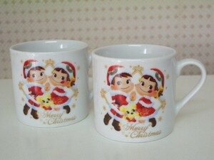 不二家◆ペコちゃん & ポコちゃん◆クリスマス◆陶器製 マグカップ 2個set