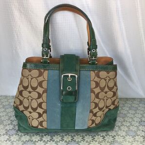 COACH コーチ ハンドバッグ シグネチャーストライプ キャンバス