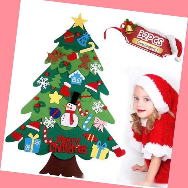 再入荷★新品★クリスマスツリー フェルト 壁飾り タペストリー オーナメント 壁掛け タペストリー 飾り付け