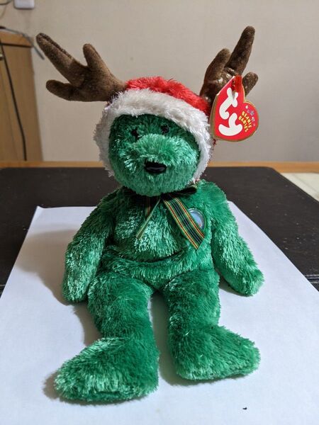 緑のくま トナカイの帽子 クリスマス ty ビーニーベイビーズ BEANIE BABIES ぬいぐるみ