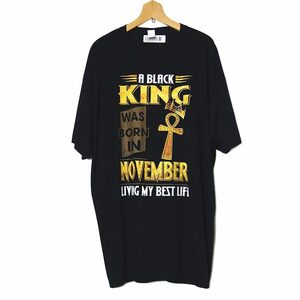 王冠 エジプト十字 クロス KING プリント Tシャツ デッドストック 新品 FRUIT OF THE LOOM 黒色 2XL 大きいサイズ BIGサイズ #2006