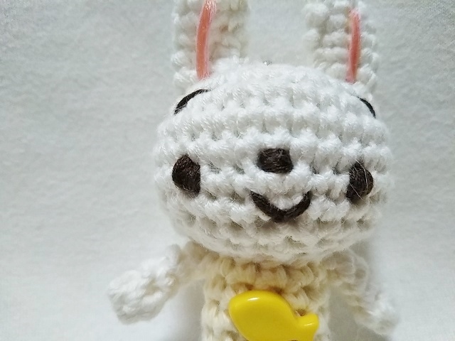 *room 183*Amigurumi*Fish button white rabbit (yellow)*Handmade*Handmade*Ball chain*, toy, game, stuffed toy, Amigurumi