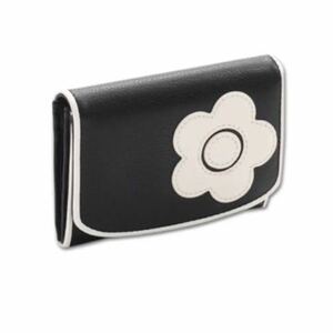 [ tag equipped unopened ] Mary Quant * boxed cow leather card-case card-case black 