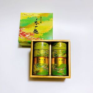 日本茶 ギフトボックス 缶入 2本 合計400g 茶葉 歳暮 中元 贈り物