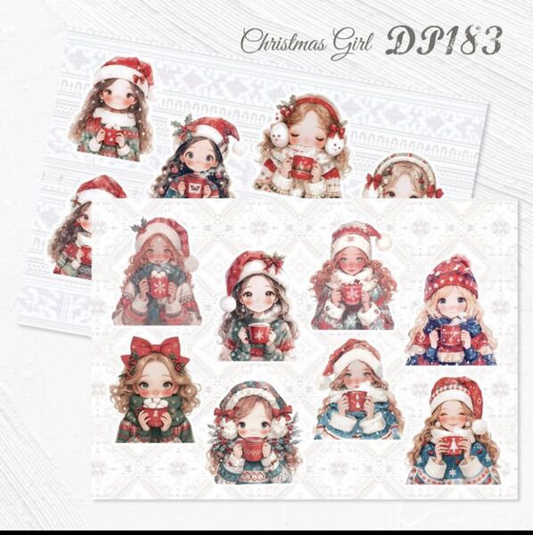 【DP183】デザインペーパー クリスマ スガール コラージュシート