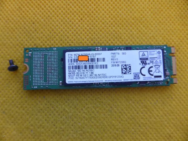 2741時間】SAMSUNG MZNLN256HAJQ-00000 256GB SSD M 2【正常判定