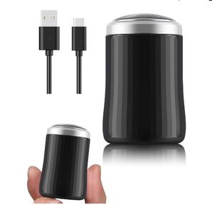 小型電動シェーバー 回転式 防水 水洗い可 携帯 説明書付 ブラック