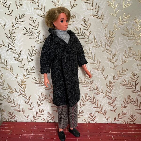 P2416 リカちゃん パパ ハンドメイド 服 グレーダブルコート コーディネート