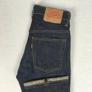 [ beautiful goods * old ]DENIME Denime ORIZZONTIolizonti517 made in Japan lady's boots cut W26 Zip fly dark blue red tab paper patch 
