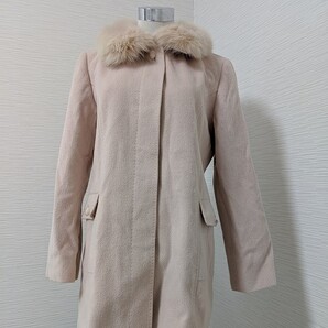 【送料無料】あ549 ベビーピンク アンゴラ 毛皮 フォックス リアルファー 襟 コート ブルゾン レアカラー 大きいサイズ オーバーサイズ