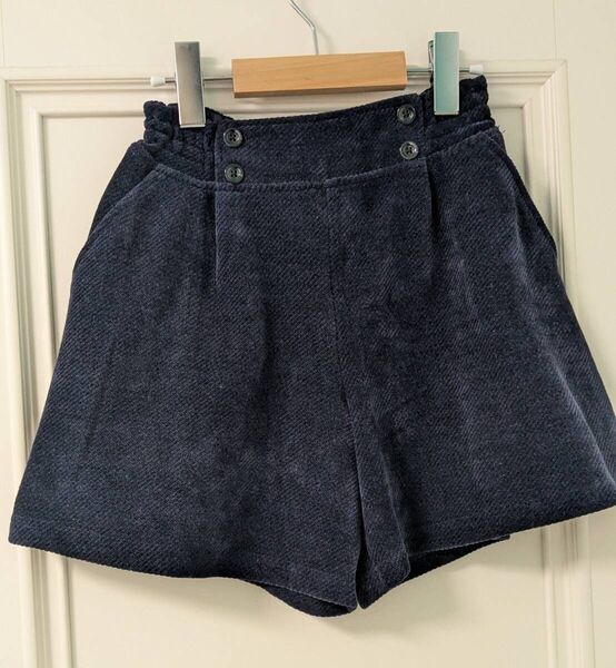 BEBE ニット コール フロント ボタン キュロット パンツ★サイズ140 ネイビー 紺色