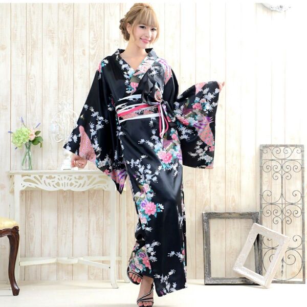 新品 タグ付き 着物ドレス サテン 着物 キャバ嬢 ドレス