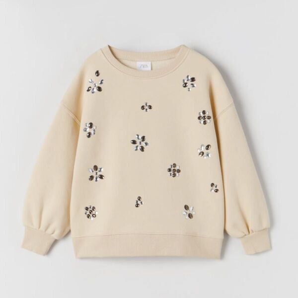 zara kids ビジュー トレーナー スウェット