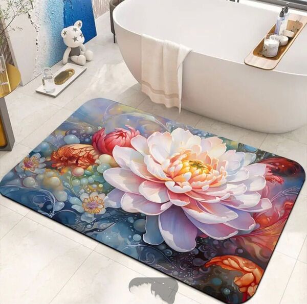 マット 花柄、玄関マット ラグ 室内マット 花柄、カーペット おしゃれ