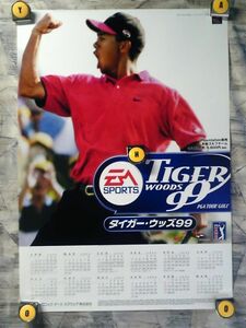 SM【B2-ポスター515x728】タイガー・ウッズ/TIGER WOODS 99 PGA TOUR GOLF/'99-PlayStation発売告知未使用ポスター