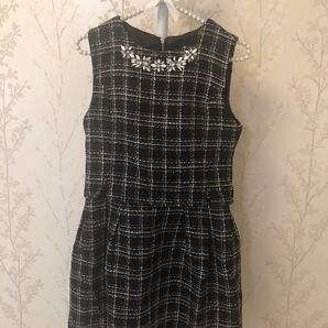 美品 トッコクローゼット ビジュー ツイードワンピース