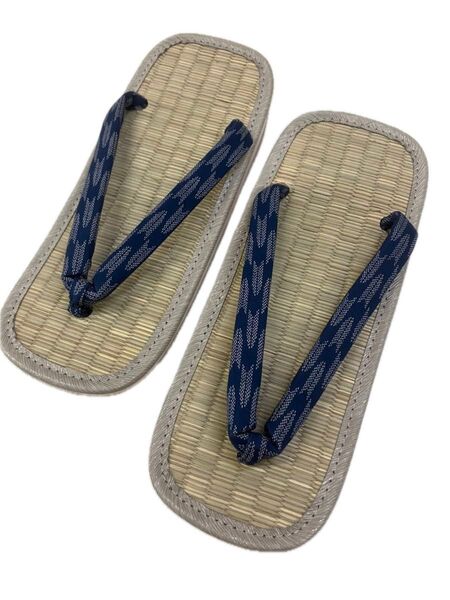 紳士草履 藍染 畳表 スポンジ底 Lサイズ 新品未使用 日本製
