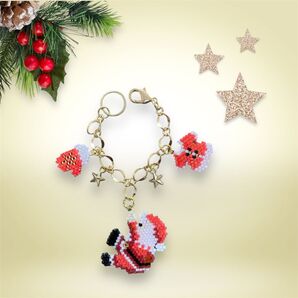 クリスマスモチーフバッグチャーム サンタクロースバッグチャーム デリカビーズ織り