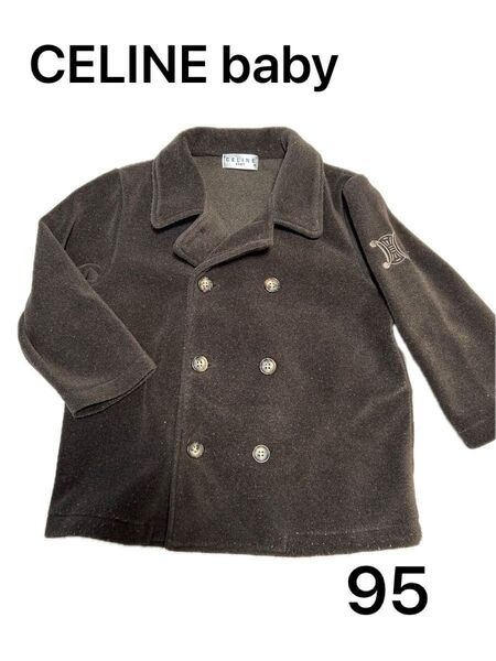 セリーヌ CELINE baby 95サイズ Pコート ジャケット アウター ブラウン