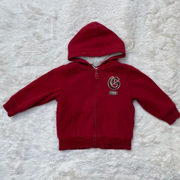 baby GAP ベビーギャップ 《95》 パーカー ジップアップ 赤 裏起毛 もこもこ 冬 子供服 キッズ ベビー