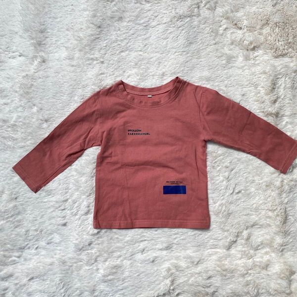 韓国子供服 《100》 長袖 ロンT ピンク ロゴ プリントTシャツ キッズ 子供服