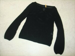■ Две красивые товары веревка Lope kagi amami вязаный свитер. Пуловой Black Black Black Simple с длинным рукавом в рукаве M Размер № 9 вязание ключ