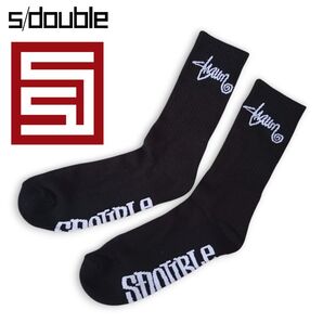 日本未発売!新品!エスダブル S/DOUBLE ショーンロゴ ソックス 黒/黒