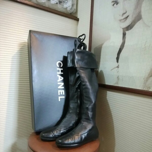 シャネル CCロングブーツ ラムレザー 36.5