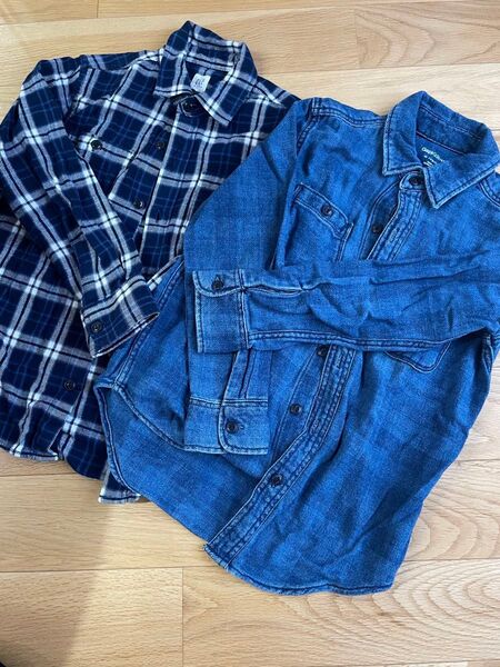 長袖シャツ チェック柄 GAP kids 2枚セット 130サイズ