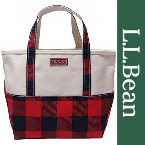 新品 LLBean TOTE BAG エルエルビーン トートバッグ キャンバス ホワイト レッド チェック 手さげ エコバッグ USA アウトドア 正規品