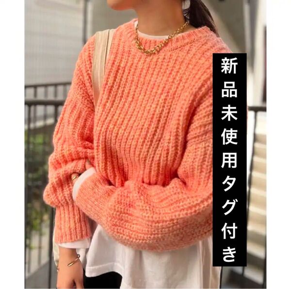 【un dix cors】アンディコール 片畦ショートニット オレンジ ピンク