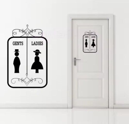 部屋割り ペア デカール 男女 WC標識 ステッカー トイレサイン トイレシール 室内 ドア DIY