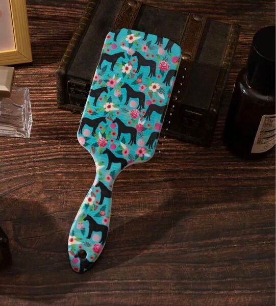 乗馬 馬柄 エアクッションブラシ テールブラシ ブルー 馬 新品